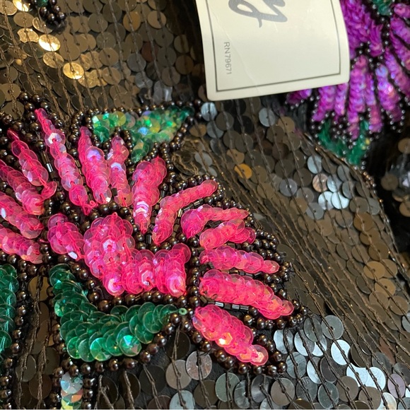 33 Vintage 80’s 90’s Stenay Made India Silk Sequin Beaded ZipUp Back Blouse NWT - Picture 10 of 16